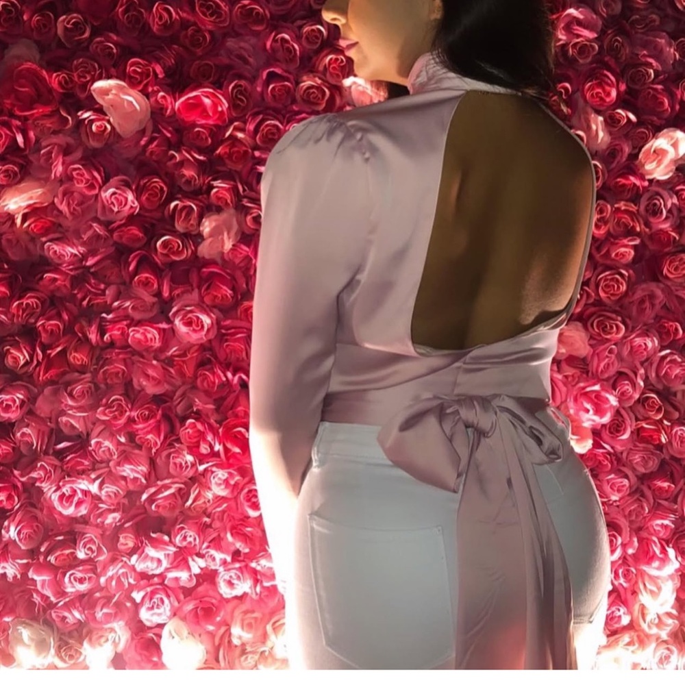 Elegant Pink Open-Back Blouse